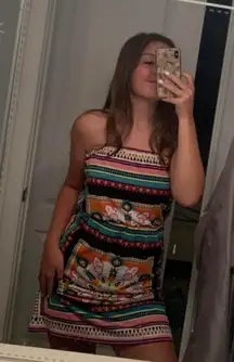 Printed Strapless Dress