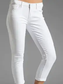 MOTHER Skinny Not Skinny Broken Mirror White Distressed Jeans Size 26