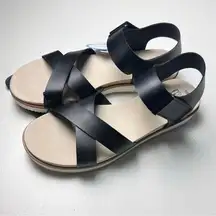 Time and Tru Adjustable Ankle Strap So Comfortable Black Sandals Sz 8.5 NWT