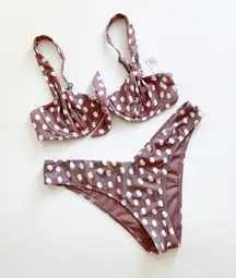 Abercrombie Taupe Polka Dot Cheeky Underwire Bikini Set