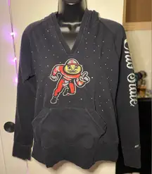 Soffe Vintage Ohio State Buckeyes Black Rhinestone V-Neck Hoodie Large (Medium)