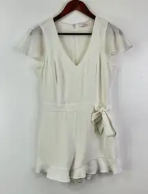 Parker V-Neck‎ Ruffle Sleeve Romper White Size 4