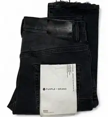 NWT! Purple Brand DROPPED FIT MID RISE SLIM LEG Size 29 Black Distressed Skinny