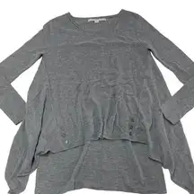 HYFVE Sweater Womens Small Grey Flowy Knit Tunic Asymmetrical Hem