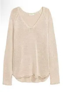 H&M  Basic Women’s Neutral V-Neck Pullover Long Sleeve Loose Knit Sweater Medium