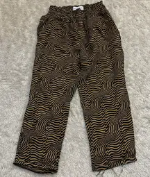 Maria Stanley Kheller Trouser Pull On Pants Elastic Waist Black Tan