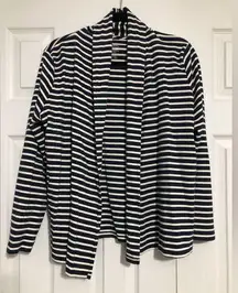 L.L. Bean navy white striped cardigan women’s medium‎ petite 100% supima cotton