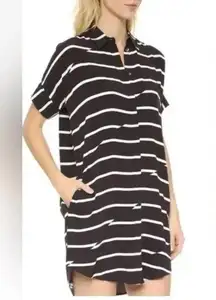 Madewell | Black & White Stripe Button Down T-Shirt Dress Size XXS
