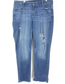 Lane Bryant Jeans Women's Size 18 Mid Rise Distressed Straight Leg Stretch Blue