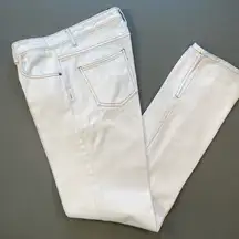 Lioness white denim, top stitching,‎ split jeans at ankle, size medium