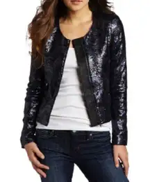 Joe’s Jeans sequin opale jacket w/ faux leather S