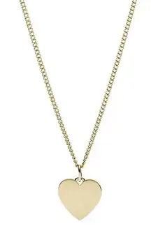 Fossil Lane Heart Gold-Tone Stainless Steel Necklace