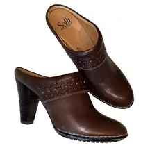 Sofft Leather Brown Slip On Mules NWOT 9.5M