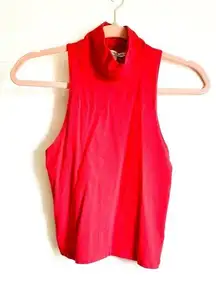 Express One Eleven Red Mock Neck Sleeveless Crop Top sz Small