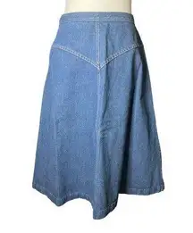 Vintage Cotton Denim Maxi Skirt with slight drop-waist a-line