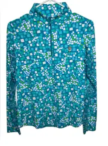 IBKUL Wine Mosaic Long Sleeve Mock Neck 1/4 Zip Golf Tennis Pickleball‎ Size S
