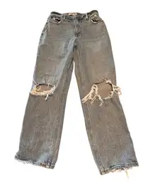 Abercrombie & Fitch 30 Short High Rise 90s Straight Distressed Ripped Jeans Gray