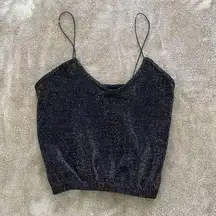 Free People  Intimately Black and Sparkly Gold Tank Top