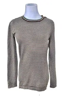 Tyler Böe Silk Blend Blue Brown‎ Rib Sweater  SMALL $229 Button Detail Designer