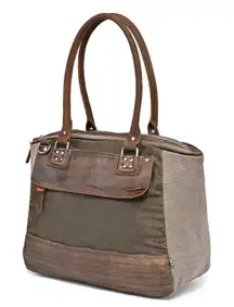 Mod Brand‎ Canvas Leather Trim Satchel Shoulder Bag Everyday Purse