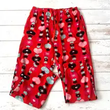 Women’s L/G Fleece Pajama Pants Red Hearts Valentines Day Print Size Large