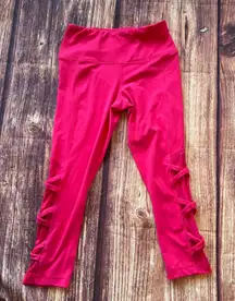 Women’s Yogalicious Bright Red Leggings Mesh Sides Size M