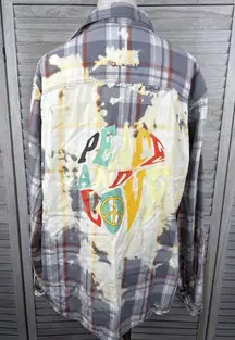 GANDER MOUNTAIN (Guide Series) Bleach Dyed Flannel Shirt with Back Graphic-XL