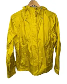 LL Bean Jacket Womens Large Yellow Trail Rain Coat Lightweight Nylon 268309 Tek
