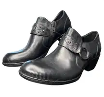 Born Leather Booties 8.5 Boots Shoe Shootie Black Leather D48103