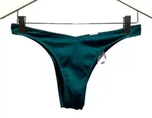 Hollister Women’s Bikini Bottoms Swimsuit Green Ribbed Thong Size Small