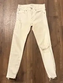 MOUSSY Vintage Skinny White Denim Distressed Ankle Jeans size 24