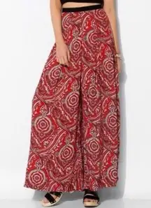 UO Staring At Stars Red Paisley Wide Leg Boho Pant