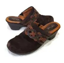 Sofft Britta Brown Suede Clogs, 8.5