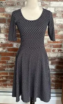 LuLaRoe Black and White Polka Dot A Frame 1/3 Sleeve Knee Length Dress Size XS