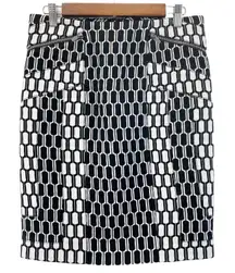 Diane Von Furstenberg Laury Honeycomb Pencil Skirt Black‎ White Mini Womens 2