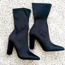 Pointed Black Chunky Block Heel Boots