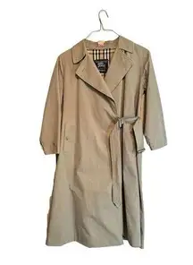 Burberry Vintage "s Trench Coat Novacheck Womens Size  14L Brown Belted