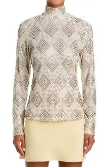 AQUA Sequin Embellished‎ Top Mock Neck Party Sparkle XXL‼️REVIEW PHOTOS‼️