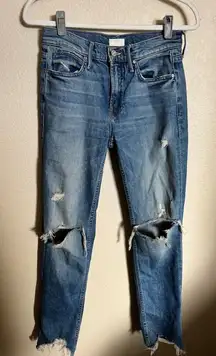 Mother The‎ Flirt Fray Jeans Sz 24 Cold Feet Distressed