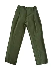 Know One Cares Pleated Dress Pants Womens Size S 28 x 25 Green Ankle Belt Loops