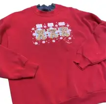 Endless Designs vintage red Christmas teddy bear sweater size large