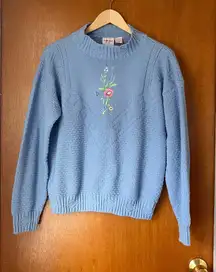 •Vintage floral embroidered knit sweater• Size M