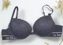 La SENZA Dark Heathered Gray Push Up Plunge Bra Size 34B