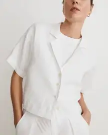 Joie White 100% Linen Short Sleeve Button Down Top Women’s Size Small