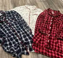 Lands' End Warm Winter Nightshirt Flannel Lot (3) Pajamas Sleep Cozy Cotton