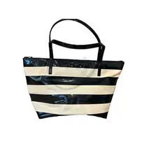 Kate Spade  Penn Valley Sophie Tote Black & Cream Stripe Hot Pink Interior