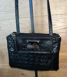 Marc Fisher Black Crocodile Embossed Crossbody Bag