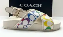 Coach  Adora Signature Monogram Sandals size Women's 10 Rainbow Multicolor Shoes