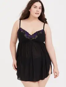 Torrid Black Mesh Lace Babydoll Sz 1X