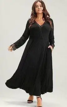 Size 12 •  Large • BloomChic Lace Patchwork Pocket Wrap Maxi Dress Without Belt